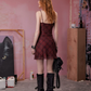Punk Style Red Plaid Dress With Sheer Mesh, Ruched Detail And Adjustable Straps R9312