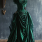 Green off-shoulder fitted long ball gown R7200