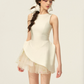 White Sleeveless Peplum Dress with Sheer Embroidered Tulle Underskirt R9220