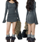 Grey Knit Cami Mini Dress Women Slim Fit High Waist Bodycon Short Dress R9382