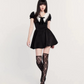 White short-sleeved doll collar waist slim A-line short skirt homecoming dress R5330