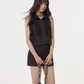 Brown Striped Sleeveless Shirt Dress, Sweet Style With Lace Trim And Belted Waist R9379