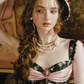 Rococo-Inspired Bustier Dress with Floral Print & Bubble Skirt R9203