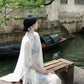 Traditional Chinese Cheongsam with Light Blue Floral Print and Satin-Like Fabric R9130