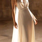 Simple Sexy Halter V-Neck Open Back With Train Long Wedding Dress      S6937