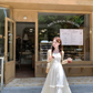 French style white sling long skirt for women summer temperament waist dress R3830
