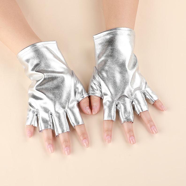 Patent leather stage performance gloves half finger men and women performance waterproof non-slip cosplay     S6265