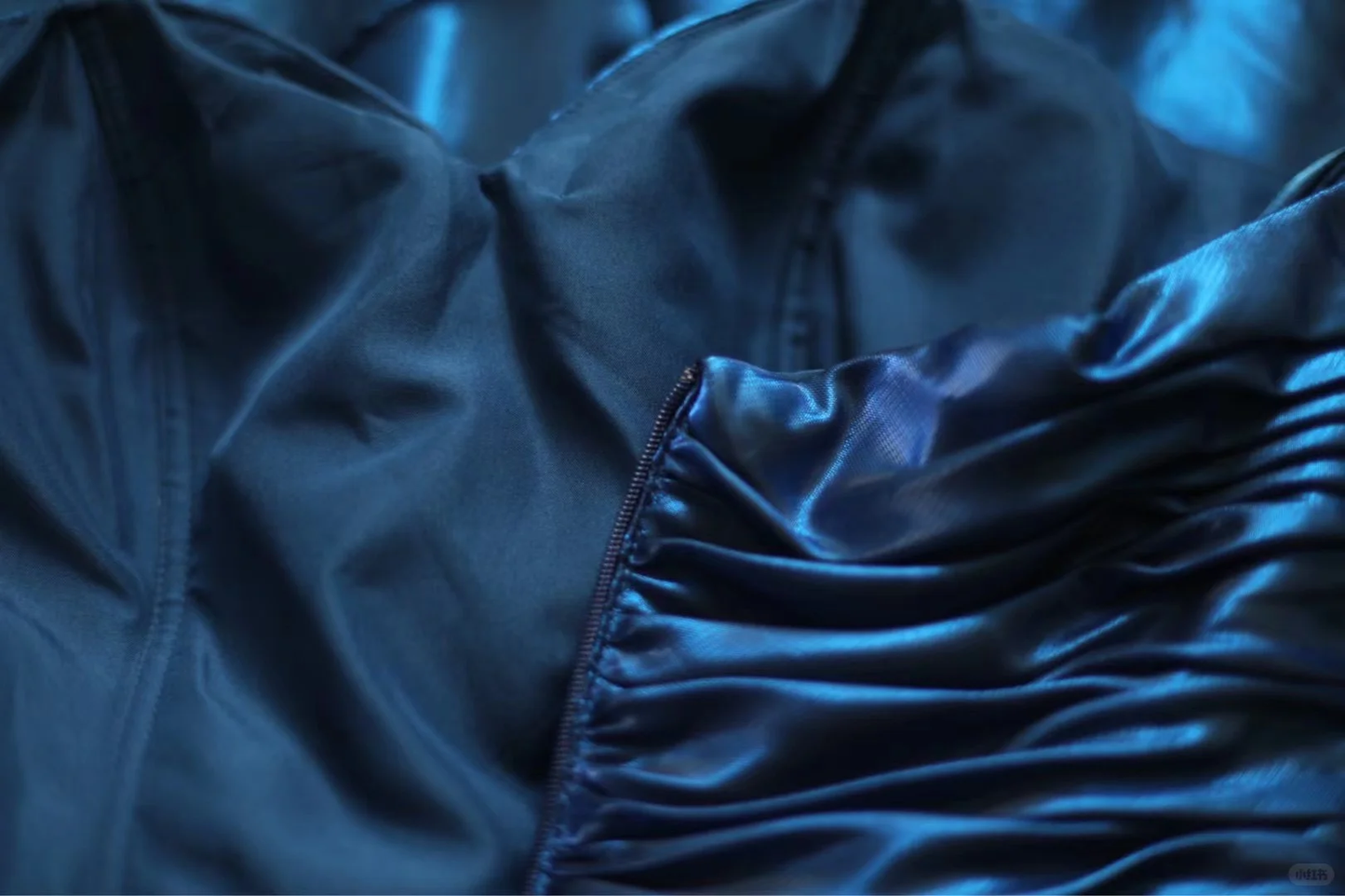 Navy blue tube top waist pleated hip cake skirt short skirt homecoming dress R4147