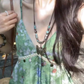 Travel wear women's green gradient suspender dress seaside holiday style summer beautiful small skirt R0434