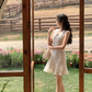 French V-neck Crochet Hollow Dress Women's Slim Sleeveless Temperament Lace Mini Skirt R4337