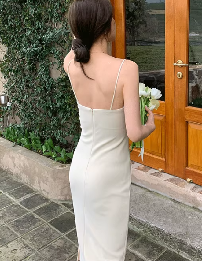 French sexy dress 2025 slim temperament medium and long inner wear high-end skirt R1466