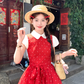 Red doll collar polka dot short-sleeved dress women's summer temperament skirt R4620