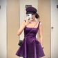 Large size French pure desire section high-end sling dress waist purple dress skirt R1885