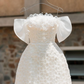 White suspender one-shoulder three-dimensional flower gentle and cute princess dress homecoming dress R2554
