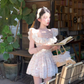 Pure desire style flying sleeves floral dress 2025 sweet waist a-line princess dress R1289