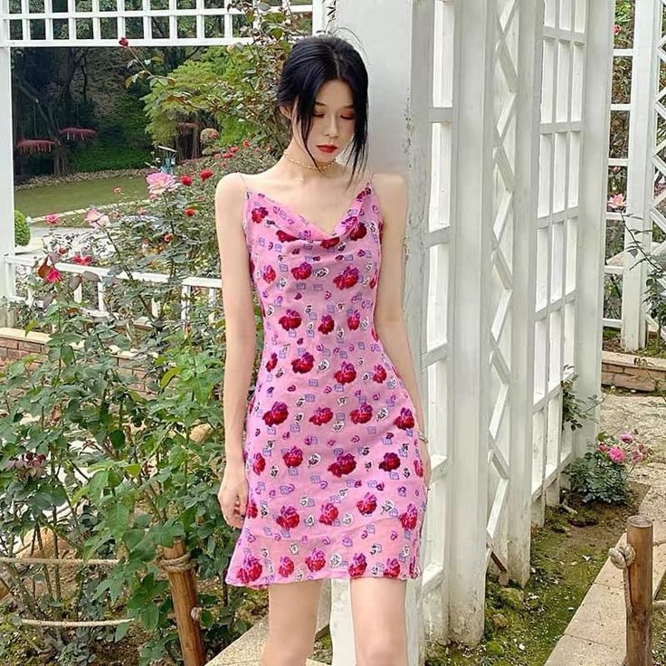 Pink foundation red rose sling waist slim short skirt homecoming dress R3253