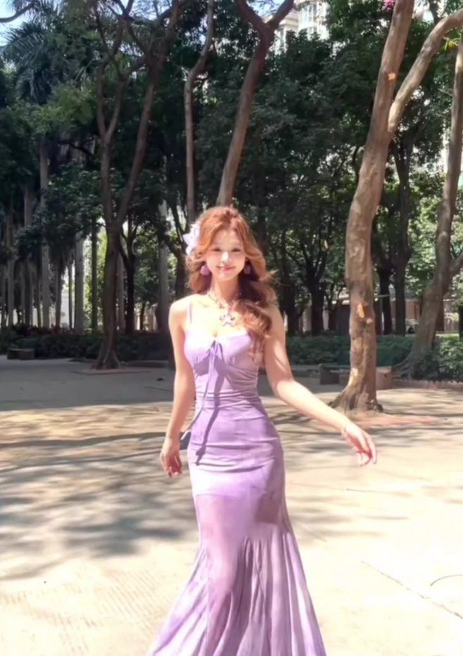 Beautiful step by step lotus fishtail dress sexy temperament holiday show figure suspender skirt R1568