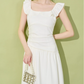 Niche design dress for women in summer French temperament waist high-end mid-length white skirt R4254