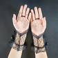 Hook finger bridal wedding gloves black short lace bow mesh sleeves thin style     S6280