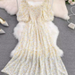 2025 new first love skirt square neck floral chiffon skirt tea break forest platycodon skirt a-line dress R0339