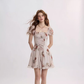 Rose Garden French Floral Short Dress R2709