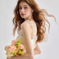 Private French floral suspender skirt wood ear edge dress holiday short skirt skirt R2712