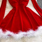Women's Christmas dress, sexy low-cut waist-slimming, long-swing fur suspender tube top dress R0356