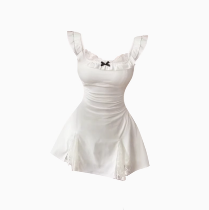 Pure desire style flying sleeve suspender dress 2024 sweet and spicy waist A-line skirt R1039