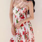 European and American style big red flower print suspender dress short skirt R2861