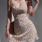 French style fresh girl floral camisole dress, slim fit and slimming, high waist short skirt dress R2870