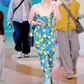 Dress lemon print holiday French backless knee-length suspender dress R2903