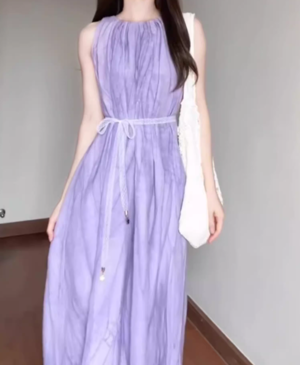 Sleeveless dress 2025 new style super beautiful niche design high-end long skirt R0720