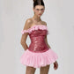 Pink one-shoulder waisted tutu skirt homecoming dress R2957