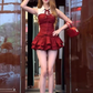 College style sleeveless short contrast color shirt 2025 sweet and spicy puffy skirt suit R1251