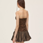 Hot girl wears sexy off-shoulder flower bud tube top tutu skirt leopard print dress R5215