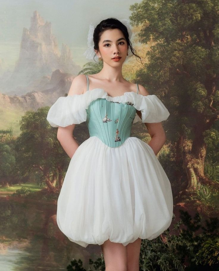 Green halter shoulder neckline white bud skirt short skirt homecoming dress R3718