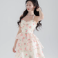 Super fairy new halter neck printed chiffon dress pure summer girl cake skirt fairy skirt female R4112