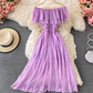 Bali resort beach slim long skirt sexy off-shoulder one-shoulder ruffled chiffon dress R0326