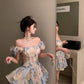 Temperament princess dress one shoulder waist slim A-line short skirt homecoming dress R3257