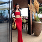 Beach Outfit Red Hip-hugging Skirt Two-piece Set Atmosphere Holiday Beach Skirt R1613