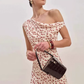 Dress French cherry one-shoulder dress slim fit half-shoulder wear suspender skirt R2919