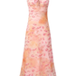 2025 summer new pink floral gentle style small flying sleeve waist lace dress R0954