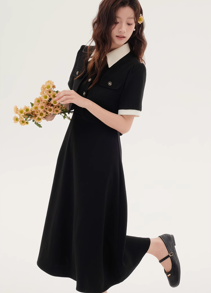 Formal dress shirt dress design niche high-end waist long skirt R2379