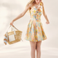 Seaside Vacation Dopamine Short Skirt Oil Painting Printed Suspender Dress R5214