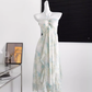 Beach holiday long dress slim halter neck dress temperament high-end tube top dress R0009