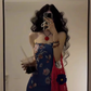 Retro blue floral dress sexy waist slim hip suspender skirt R0640