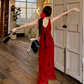 Fairy V-neck suspender dress French style slim high waist petite long skirt holiday style skirt R1758