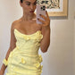 Light yellow tube top slim waist hip skirt homecoming dress R3651