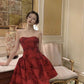 Retro red tube top waist puffy princess dress homecoming dress R2953