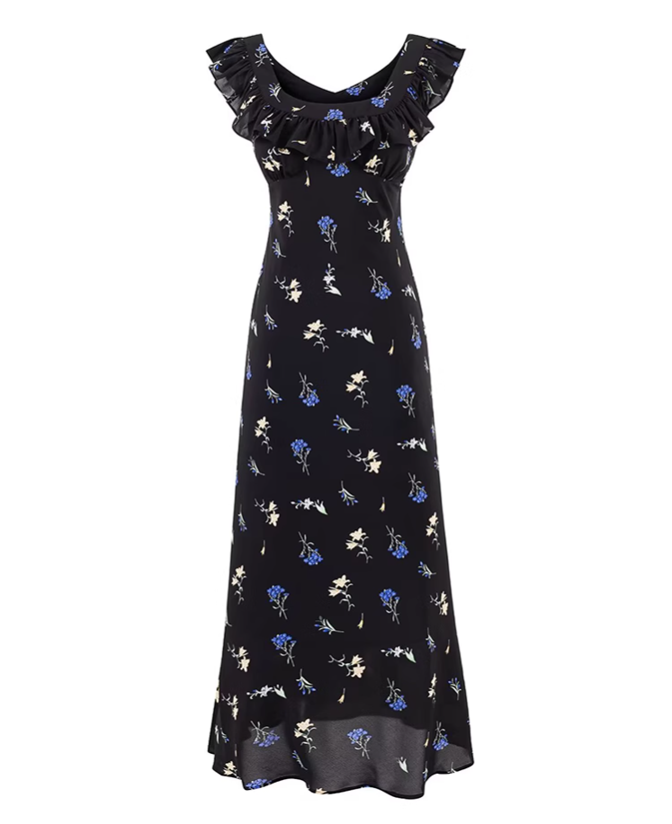 French floral dress 2025 new waist temperament long dress R2581